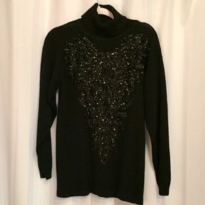 Black turtleneck sweater with sequins design